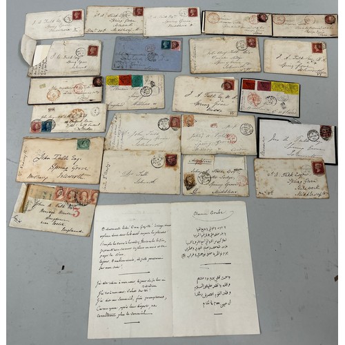 255 - A LARGE COLLECTION OF ENVELOPES AND LETTERS CIRCA ADDRESSED TO JOHN AUGUSTUS TULK, son of Swedborgia...
