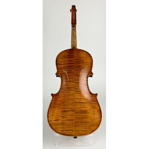 14 - A SMALL SIZED FRENCH VIOLIN CIRCA 1900, 

Unlabelled. 

Length of back: 330mm
