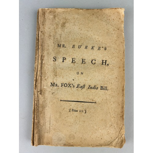 496 - MR BURKE'S SPEECH ON MR FOX'S EAST INDIA BILL, 

Printed for J.Dodsley in Pall Mall, London 1873