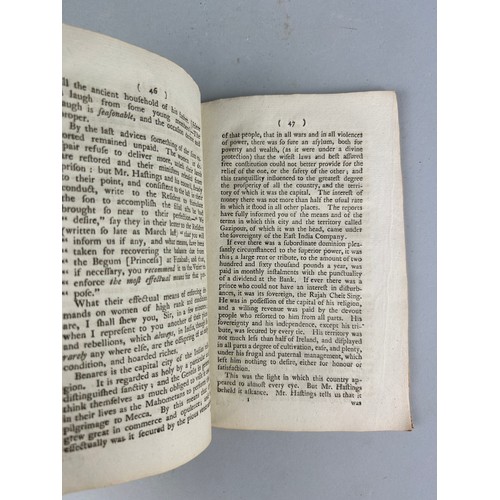 496 - MR BURKE'S SPEECH ON MR FOX'S EAST INDIA BILL, 

Printed for J.Dodsley in Pall Mall, London 1873