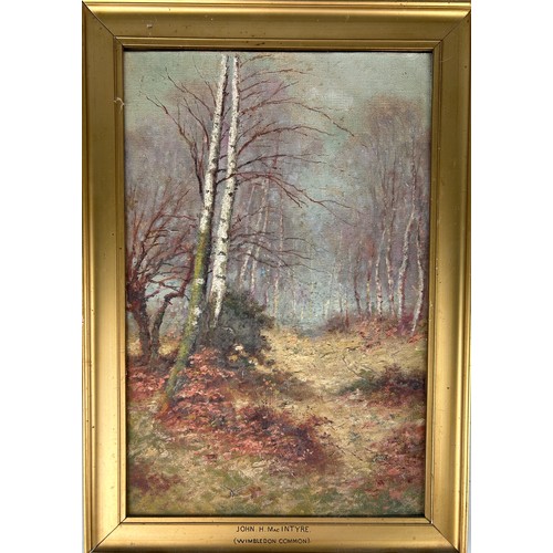 287 - WIMBLEDON INTEREST: JOHN H MACINTYRE OIL PAINTING OF WIMBLEDON COMMON

45cm x 29cm