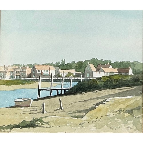 301 - MACFARLANE WIDDUP 'THE BOATHOUSE' BLAKEYNEY, NORFOLK WATERCOLOUR ON PAPER, 

Mounted in a frame and ... 