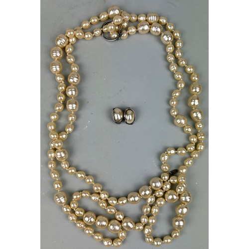 56 - A COBRA AND BELLAMY PEARL NECKLACE AND PAIR OF EARRINGS WITH 925 SILVER CLASP, 

In original boxes a... 