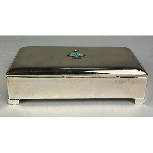 66 - A SILVER PRESENTATION CASKET FROM THE UNITED ARAB EMIRATES, 

The silver box was a gift from His Hig... 