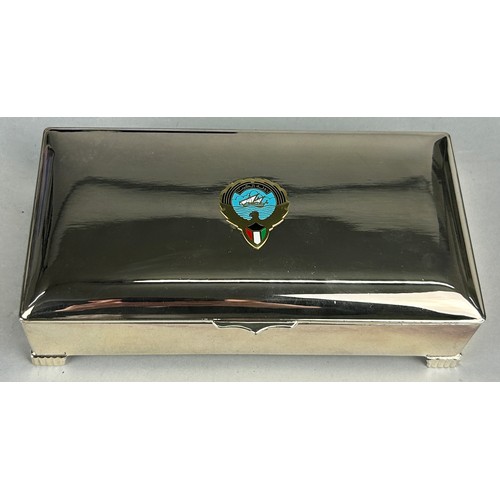 66 - A SILVER PRESENTATION CASKET FROM THE UNITED ARAB EMIRATES, 

The silver box was a gift from His Hig... 