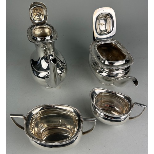 62 - A SILVER TEA SET BY E H PARKIN AND CO. comprising a silver tea pot, coffee pot, milk pail and sugar ... 