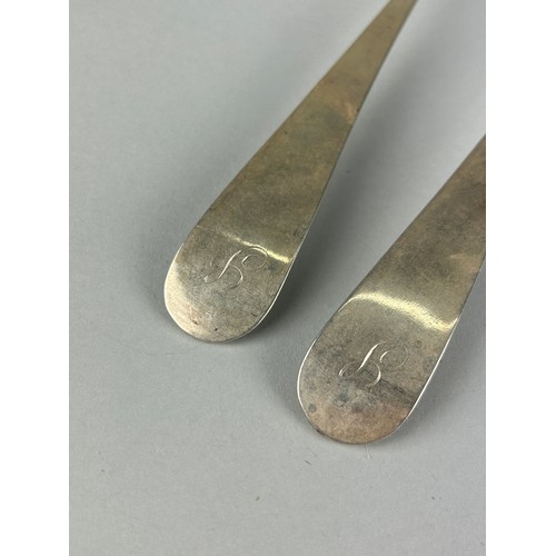 67 - A PAIR OF GEORGE III SCOTTISH SILVER OLD ENGLISH PATTERN SERVING SPOONS BY JOHN ZEIGLER, 

Weight: 1... 