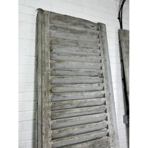 522 - A PAIR OF VERY LARGE INDIAN GREY PAINTED SHUTTERS (2)