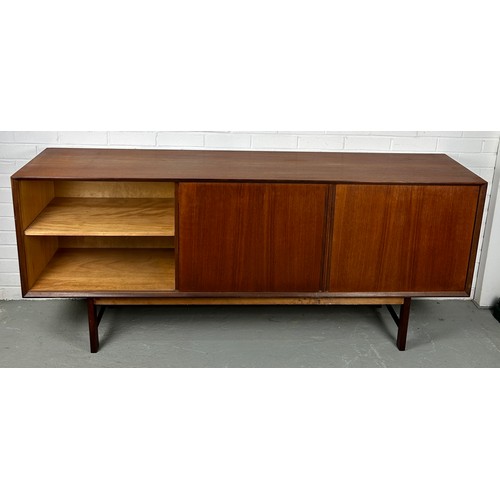 495 - A 1960'S DANISH TEAK SIDEBOARD, 

Sliding doors opening to reveal five shelves.