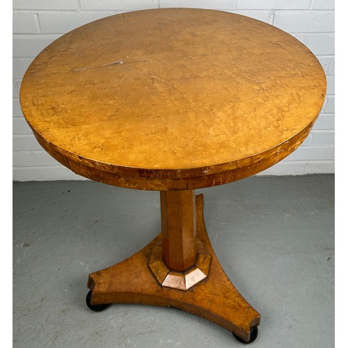 450 - A 19TH CENTURY CONTINENTAL BIEDERMEIER OCCASCIONAL TABLE, 

The circular top raised upon an octagona... 