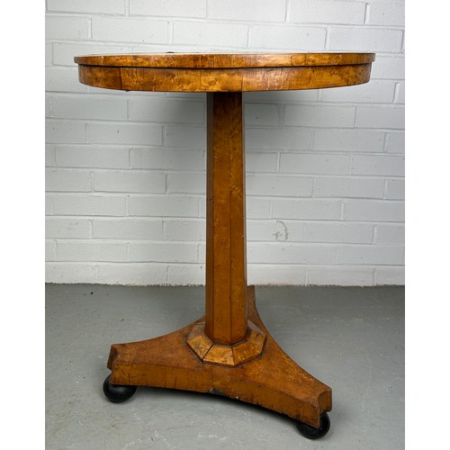 450 - A 19TH CENTURY CONTINENTAL BIEDERMEIER OCCASCIONAL TABLE, 

The circular top raised upon an octagona... 