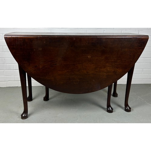 452 - A GEORGE III DROP LEAF TABLE, 

120cm x 72cm 

137cm x 120cm x 72cm when extended.