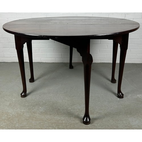 452 - A GEORGE III DROP LEAF TABLE, 

120cm x 72cm 

137cm x 120cm x 72cm when extended.