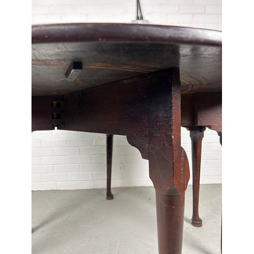 452 - A GEORGE III DROP LEAF TABLE, 

120cm x 72cm 

137cm x 120cm x 72cm when extended.