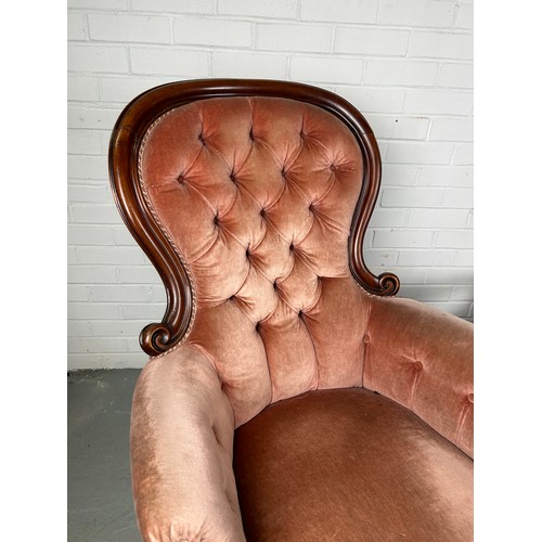 471 - TWO 19TH CENTURY SPOONBACK ARMCHAIRS UPHOLSETERED IN PINK FABRIC (2)

One larger, one smaller. Large... 