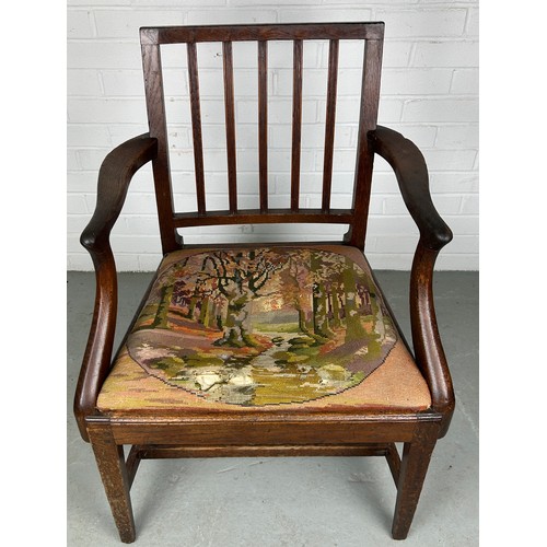 481 - A DESKCHAIR WITH TAPESTRY UPHOLSTERED SEAT