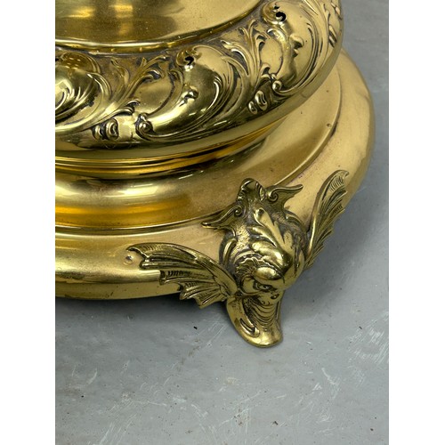 502 - A LARGE GILT BRASS STANDARD LAMP, 165cm h