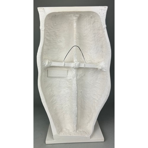 440 - KEN CLARKE (B.1948) A LIFE MODEL PLASTER CAST SCULPTURE OF A FEMALE TORSO WEARING SUSPENDERS AND STO... 