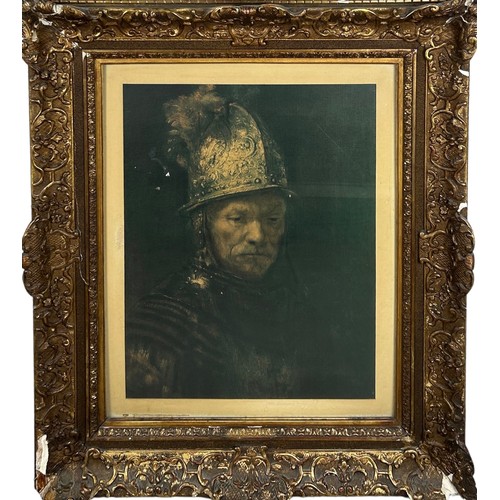 402 - A PRINT AFTER REMBRANDT MOUNTED IN GILTWOOD FRAME