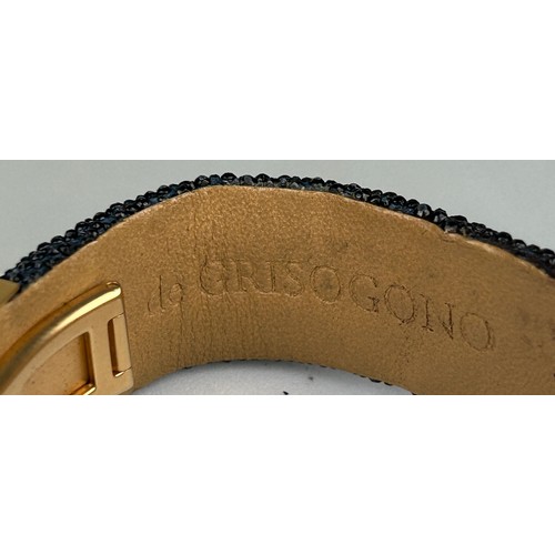 24 - A DE GRISOGONO 18CT GOLD GENTLEMAN'S WRISTWATCH WITH SHARK SKIN STRAP,

Weight: 185gms