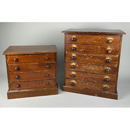 448 - TWO ANTIQUE MAHOGANY COLLECTORS CABINETS OF DRAWERS,