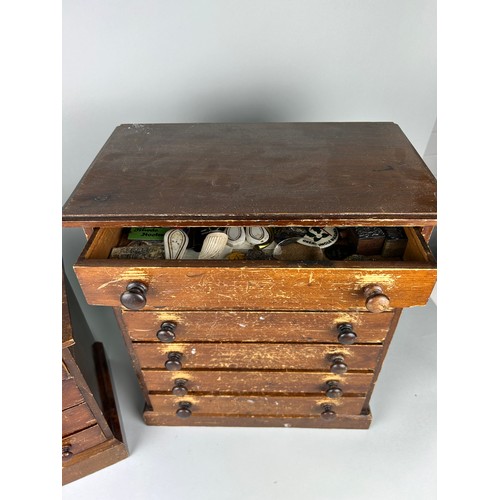 448 - TWO ANTIQUE MAHOGANY COLLECTORS CABINETS OF DRAWERS,