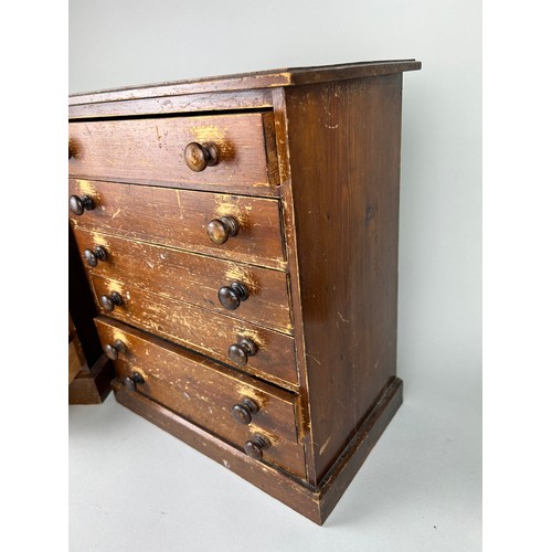 448 - TWO ANTIQUE MAHOGANY COLLECTORS CABINETS OF DRAWERS,