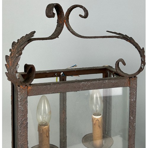 536 - A PAIR OF ORNATE ANTIQUE CAST METAL WALL LANTERNS, 48cm h x 33cm w (each)

Used condition, due to ag... 