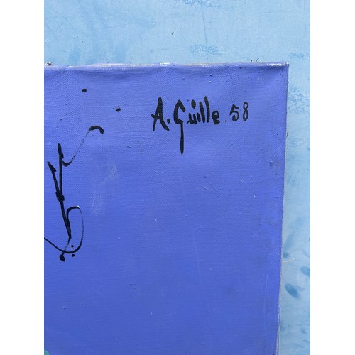 378A - A. GUILLE (FRENCH), 'L'OMBRE EROTIQUE', acrylic on canvas, signed and dated 'A. Guille, 58' (lower r... 