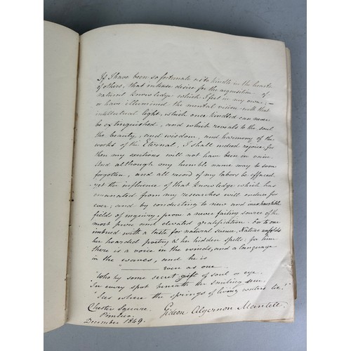 263 - A RARE 19TH CENTURY VISITOR'S BOOK WITH EXTRAORDINARY MONOLOGUE BY GIDEON ALGERNON MANTELL (1790-185...
