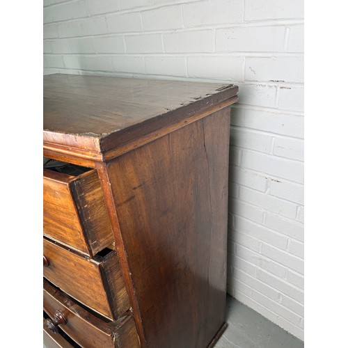 462 - A VICTORIAN MAHOGANY BOW FRONTED CHEST OF DRAWERS, 

106cm x 102cm x 51cm