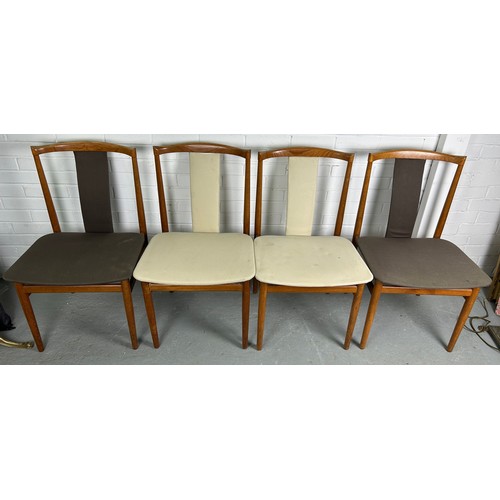 500 - FOUR DANISH MID-CENTURY DINING CHAIRS, two with beige upholstery and two with brown upholstery, mark... 