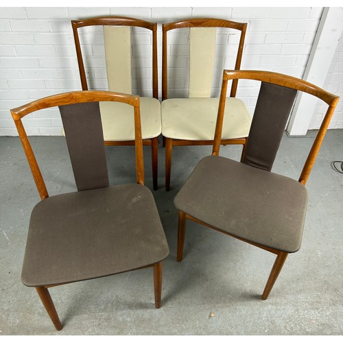 500 - FOUR DANISH MID-CENTURY DINING CHAIRS, two with beige upholstery and two with brown upholstery, mark... 