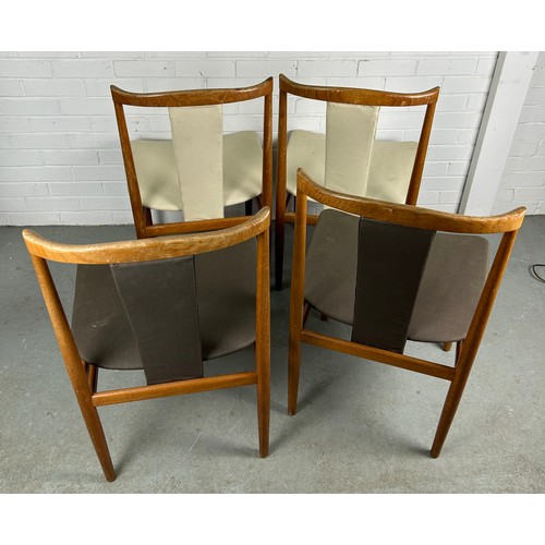 500 - FOUR DANISH MID-CENTURY DINING CHAIRS, two with beige upholstery and two with brown upholstery, mark... 