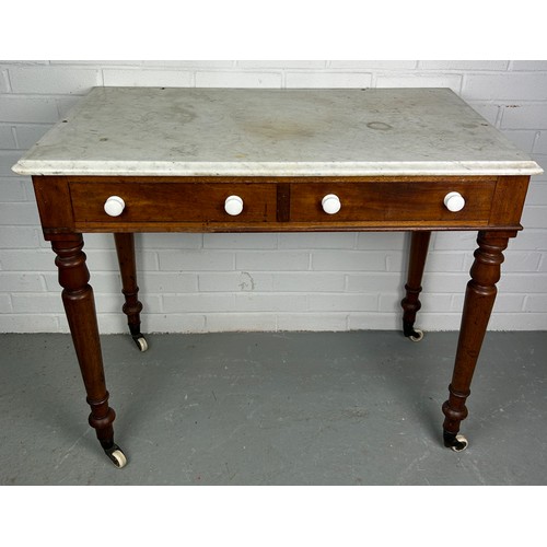 463 - A 19TH CENTURY MARBLE TOP WASHSTAND TABLE, 

Length 92cm Width 50cm Height 78cm