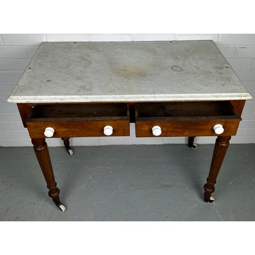 463 - A 19TH CENTURY MARBLE TOP WASHSTAND TABLE, 

Length 92cm Width 50cm Height 78cm