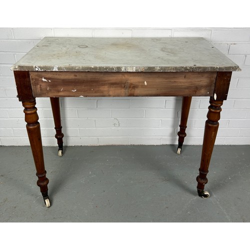 463 - A 19TH CENTURY MARBLE TOP WASHSTAND TABLE, 

Length 92cm Width 50cm Height 78cm