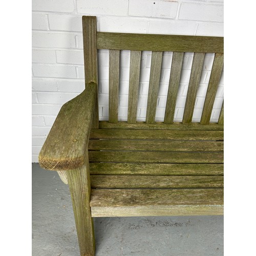 486 - A BARLOW-TYRIE WEATHERED TEAK GARDEN BENCH

160cm x 90cm x 60cm