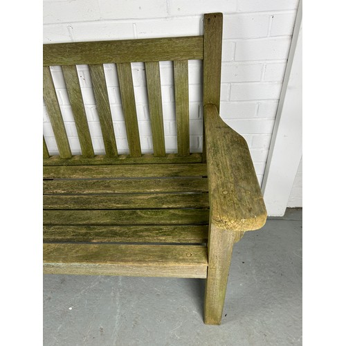 486 - A BARLOW-TYRIE WEATHERED TEAK GARDEN BENCH

160cm x 90cm x 60cm