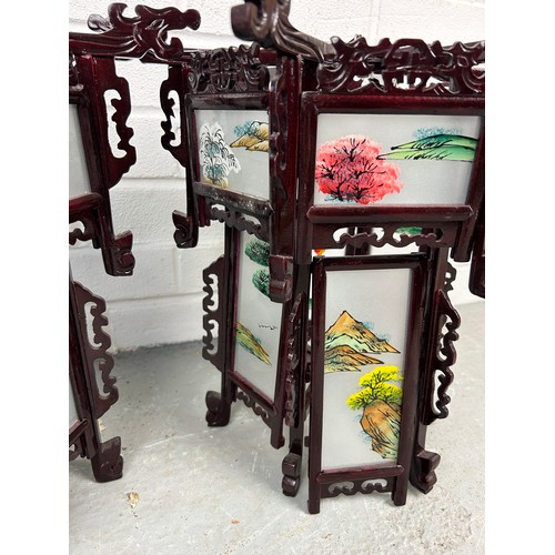 526 - A PAIR OF CHINESE LANTERNS, with hand painted individual glass panels, 36cm h x 40cm w (each) (2)


... 