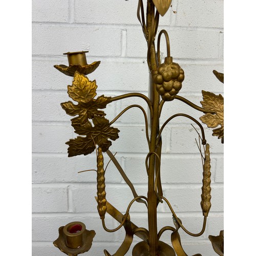 527 - A BRASS WHEATSHEAF CANDELABRA, 78cm h