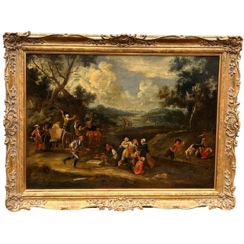 367 - 17TH CENTURY FLEMISH SCHOOL FOLLOWER OF JAN BRUEGHEL THE YOUNGER (1601-1678), oil on canvas, in an o... 