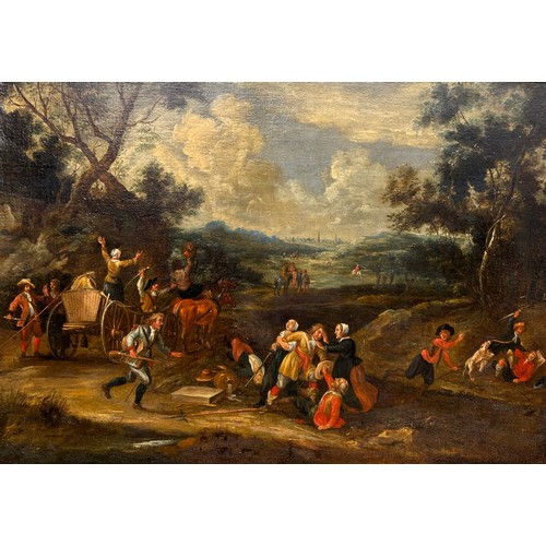 367 - 17TH CENTURY FLEMISH SCHOOL FOLLOWER OF JAN BRUEGHEL THE YOUNGER (1601-1678), oil on canvas, in an o... 