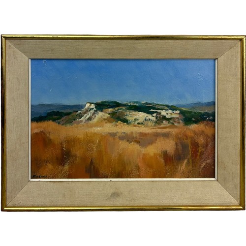 371 - HARRY BAINES (1910-1995) 'AUTUMN GRASSES, PELOPPONESE, NEAR KIATON' OIL ON CANVAS PAINTING, 

Signed... 