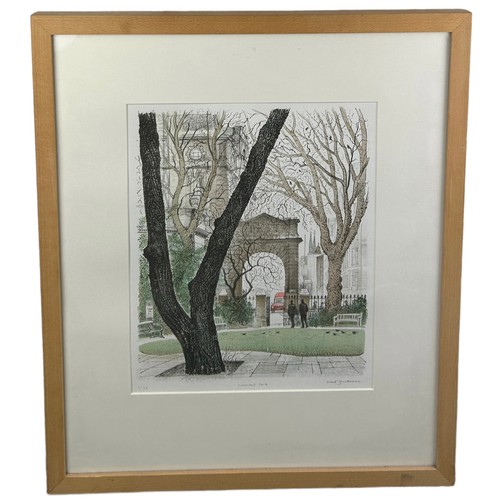 406 - DAVID GENTLEMAN (B.1930) 'POSTMAN'S PARK' LITHOGRAPH, 

Limited edition 1/75, signed by the artist i... 