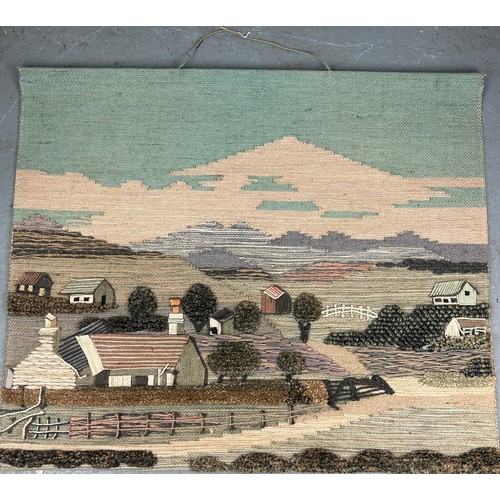 439 - A 1960'S PICTORAL LANDSCAPE SCANDINAVIAN WOOL WALL HANGING

101cm x 79cm