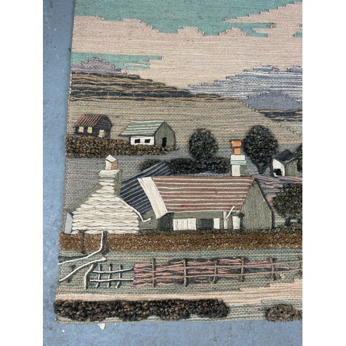 439 - A 1960'S PICTORAL LANDSCAPE SCANDINAVIAN WOOL WALL HANGING

101cm x 79cm