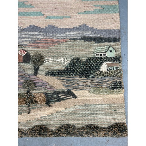 439 - A 1960'S PICTORAL LANDSCAPE SCANDINAVIAN WOOL WALL HANGING

101cm x 79cm