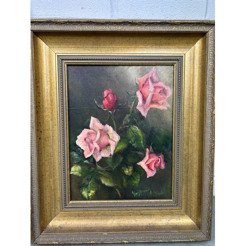 374 - A PAIR OF 20TH CENTURY FLORAL OIL PAINTINGS, both in gilt and painted frames, signed 'Yvette Gatswor... 