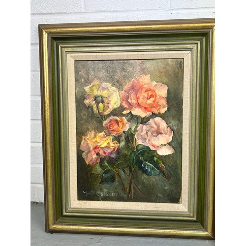 374 - A PAIR OF 20TH CENTURY FLORAL OIL PAINTINGS, both in gilt and painted frames, signed 'Yvette Gatswor... 